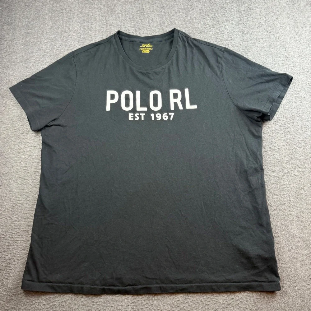 Polo Ralph Lauren T-Shirt Men's XL Black Graphic EST 1967 Short Sleeve Tee